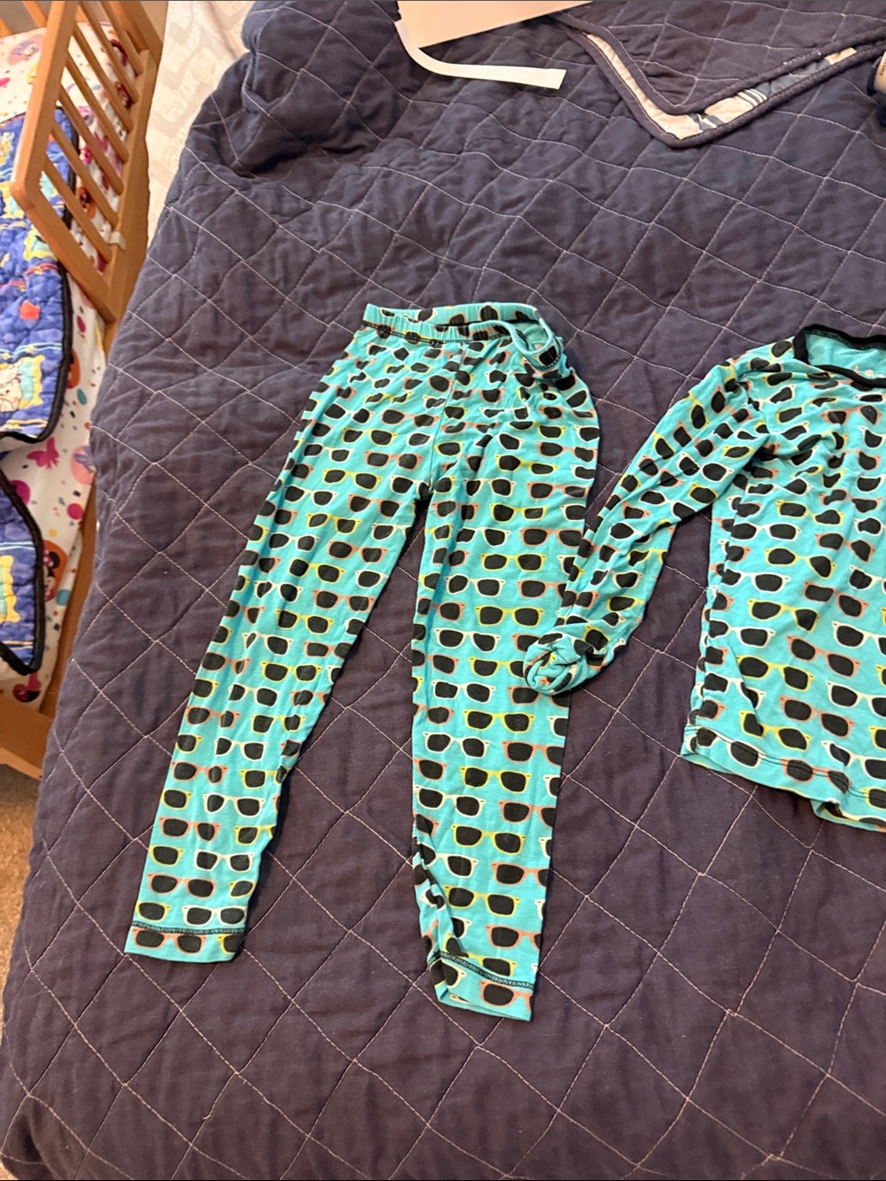 Kids Turquoise Sunglass-Print Pajama Set